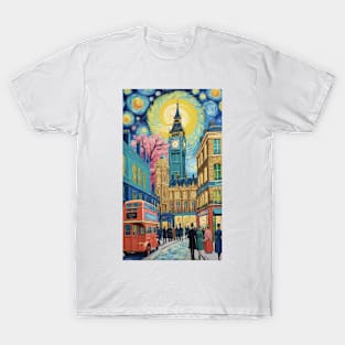 London Twilight Dreams: Van Gogh Inspired Big Ben Skyline T-Shirt